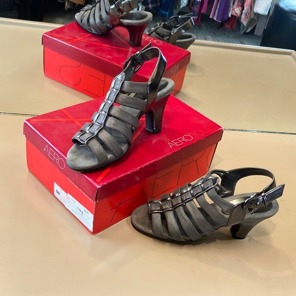 Aerosols gray fabric sling back sandals - Picture 2 of 10
